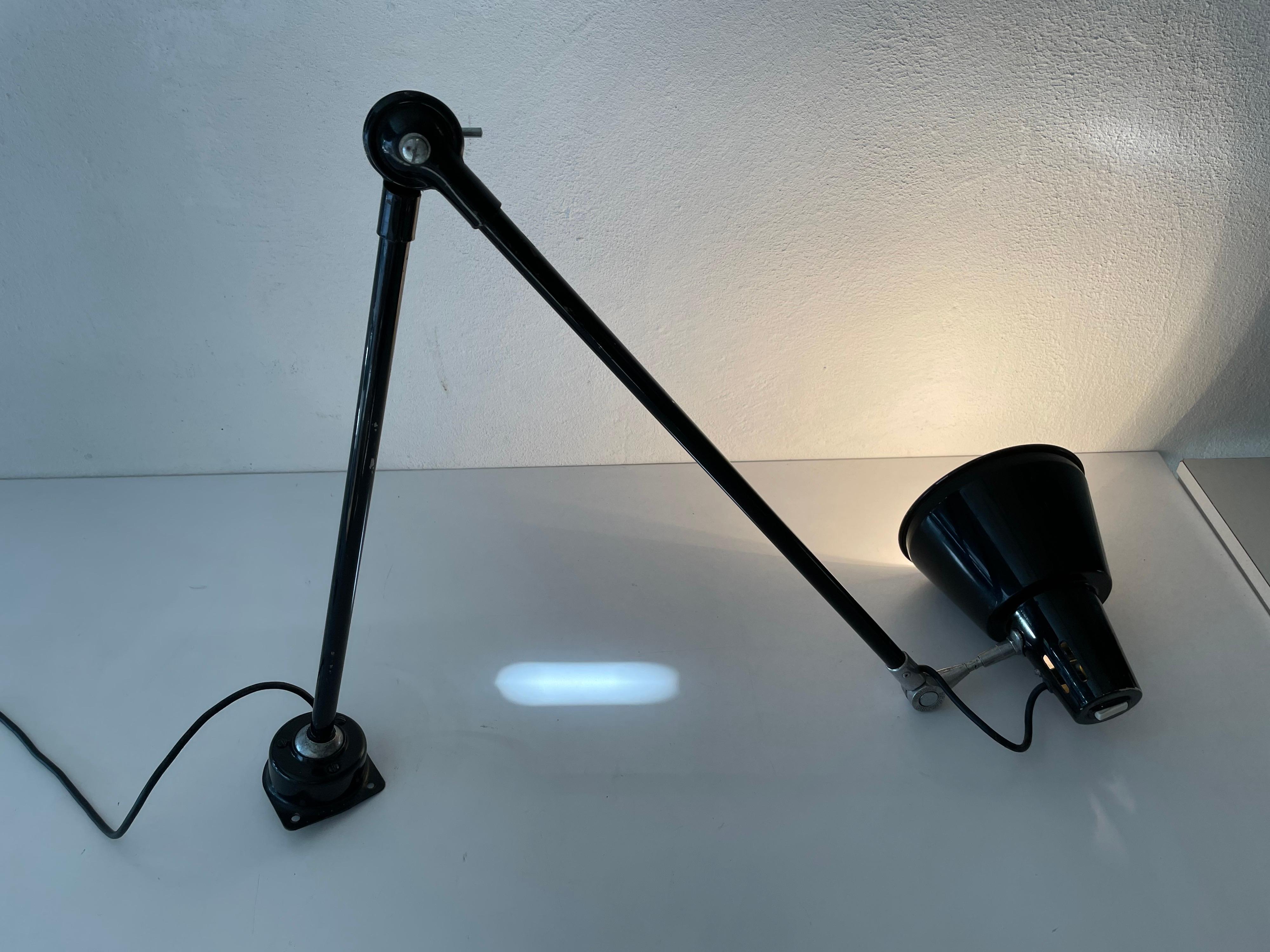 Industrial Black Metal Office Wall Lamp by Seminara Torino, 1930s, Italy For Sale 5
