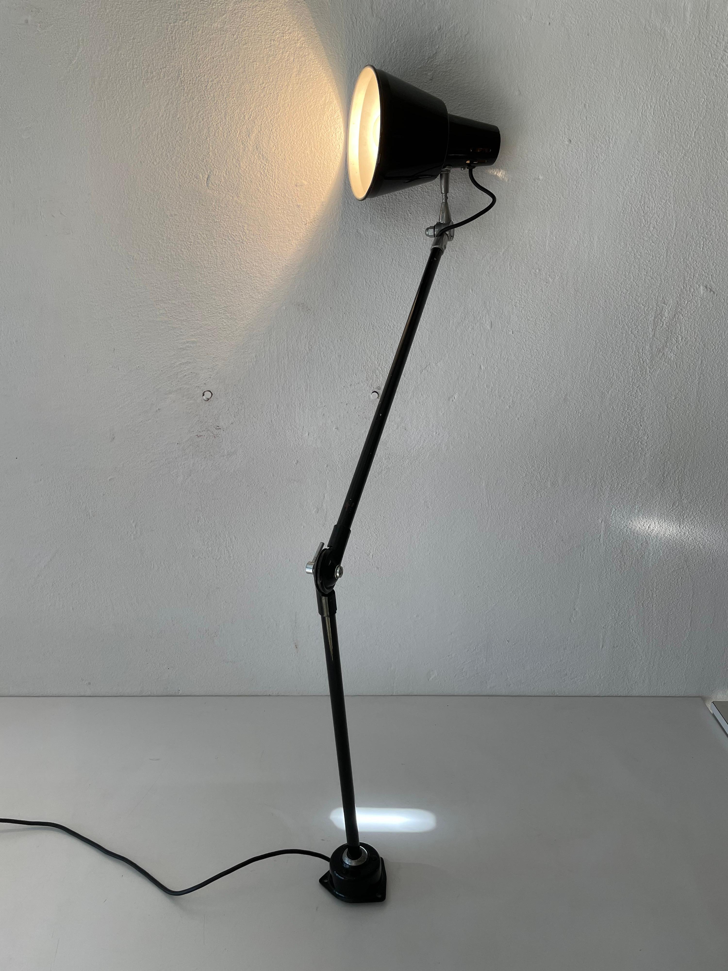 Industrial Black Metal Office Wall Lamp by Seminara Torino, 1930s, Italy For Sale 6