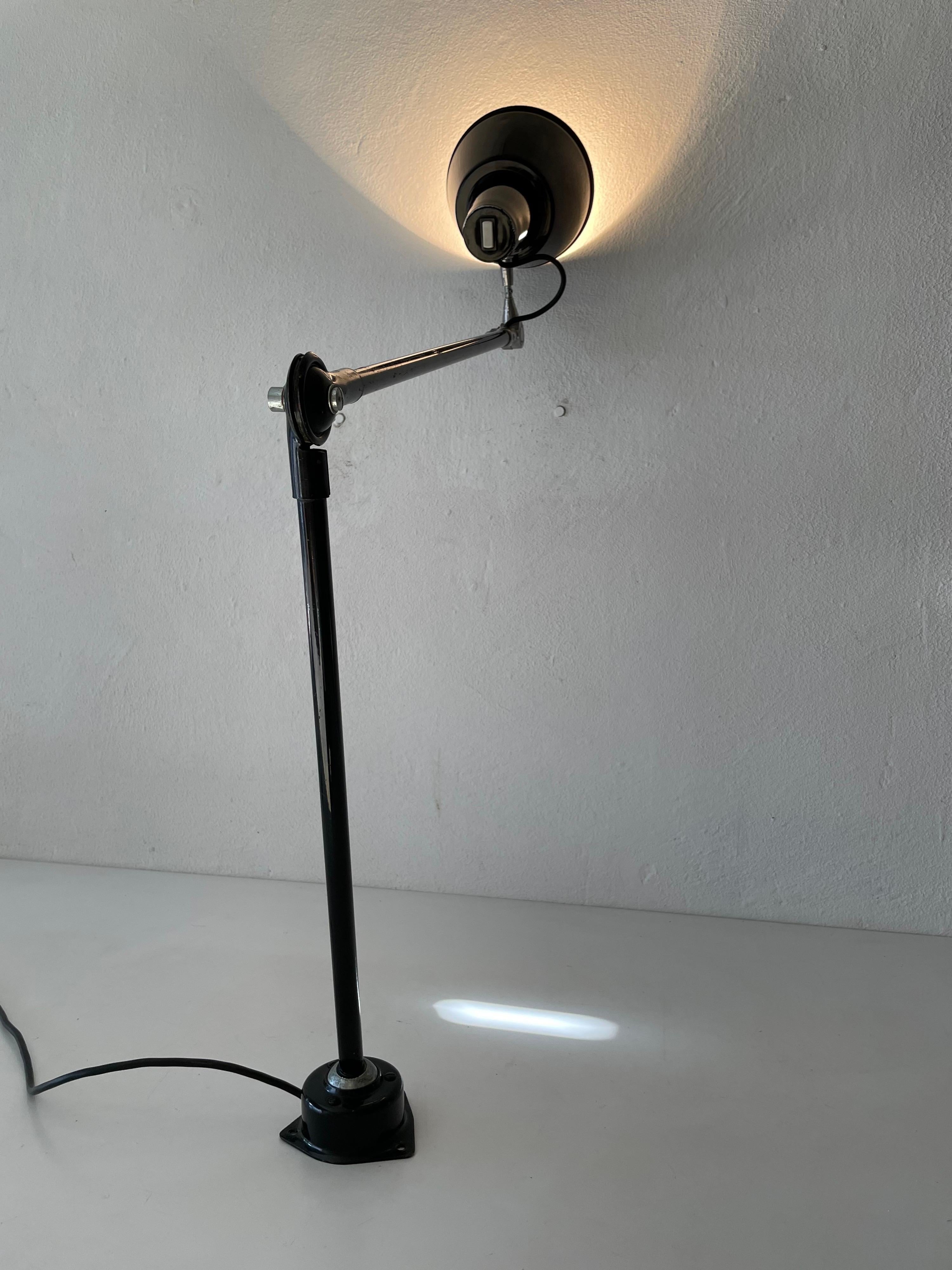 Industrial Black Metal Office Wall Lamp by Seminara Torino, 1930s, Italy For Sale 7