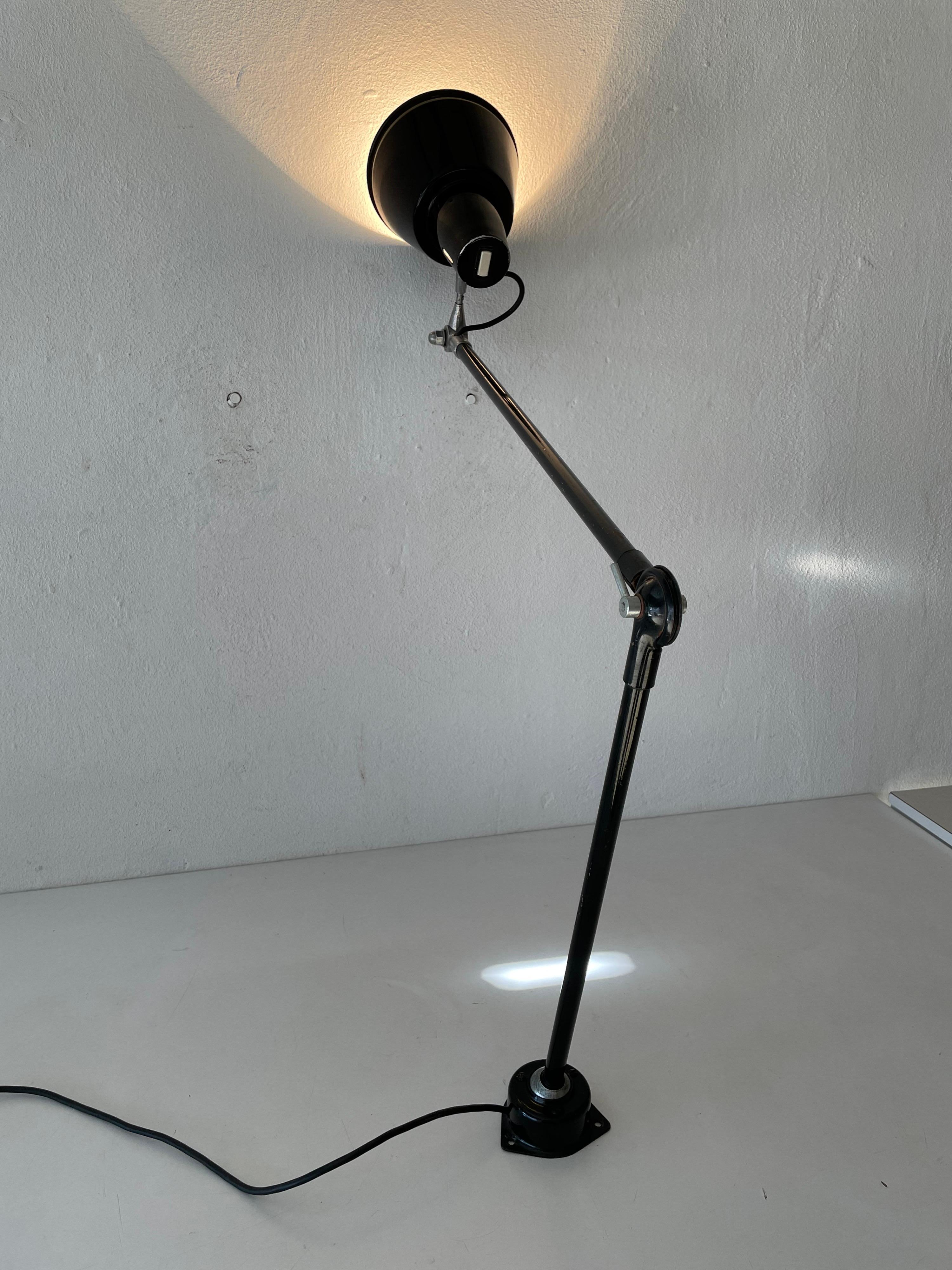 Industrial Black Metal Office Wall Lamp by Seminara Torino, 1930s, Italy For Sale 8