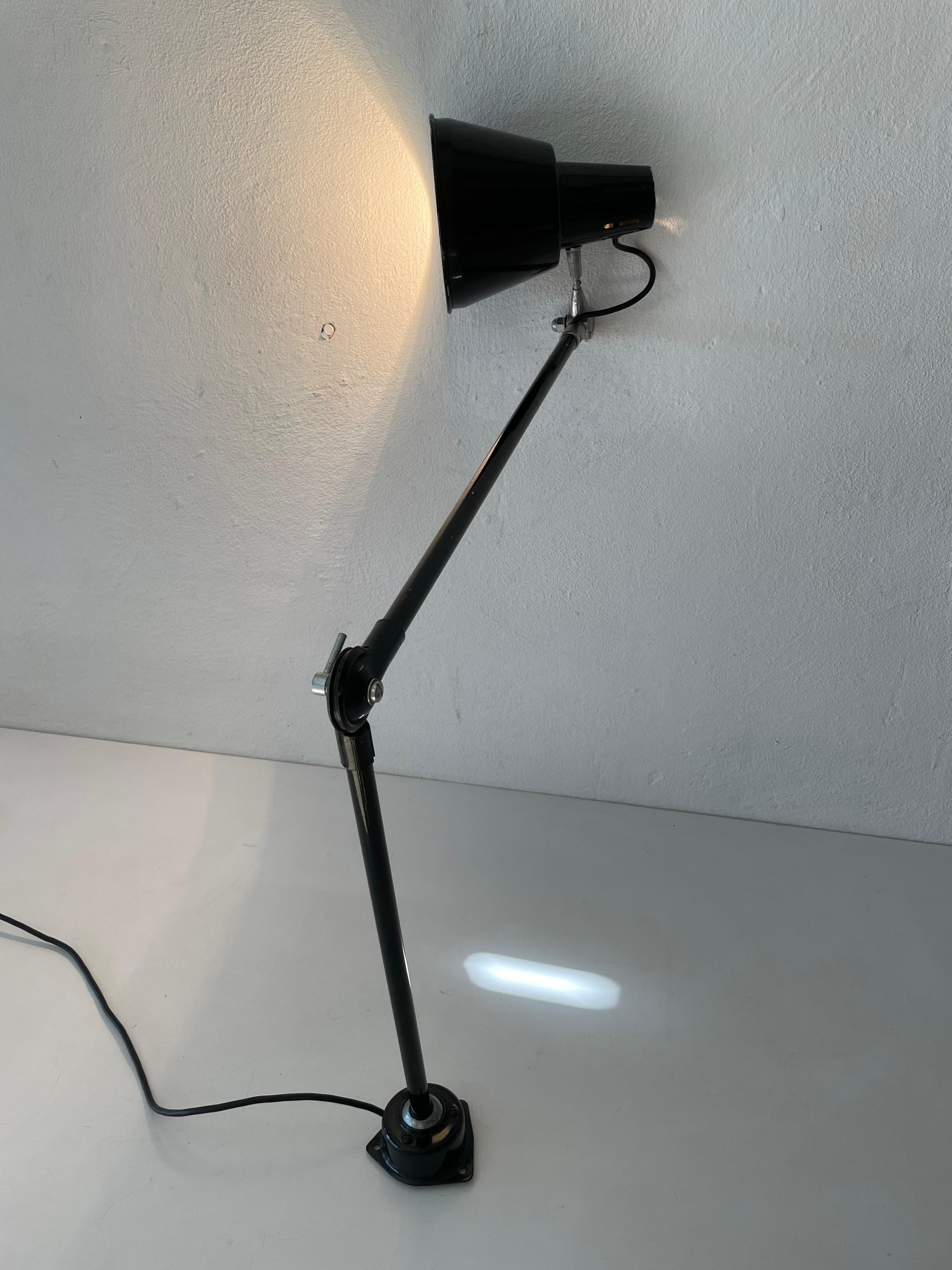 Industrial Black Metal Office Wall Lamp by Seminara Torino, 1930s, Italy For Sale 9