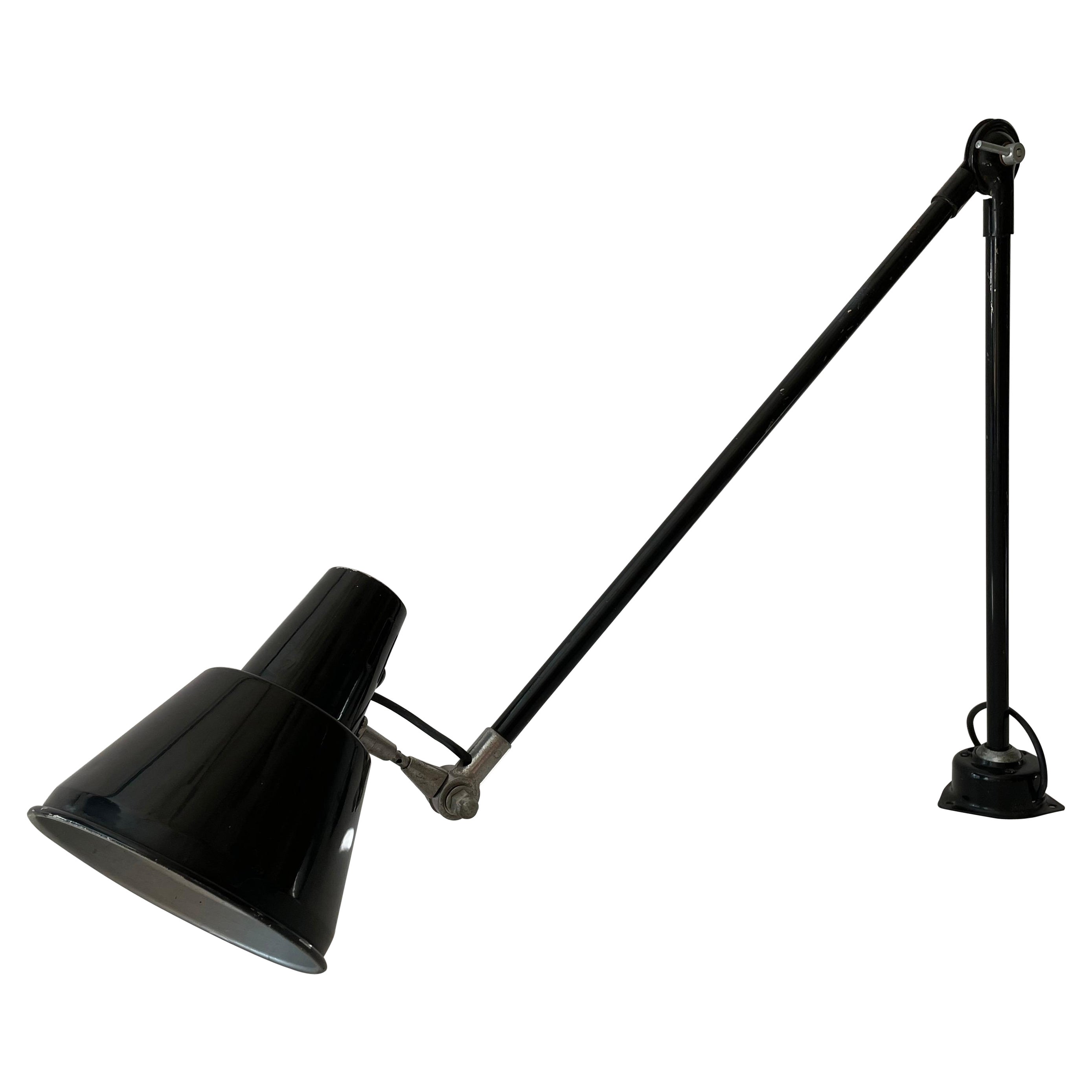 Lampada da parete industriale in metallo nero per ufficio di Seminara Torino, anni '30, Italia in vendita