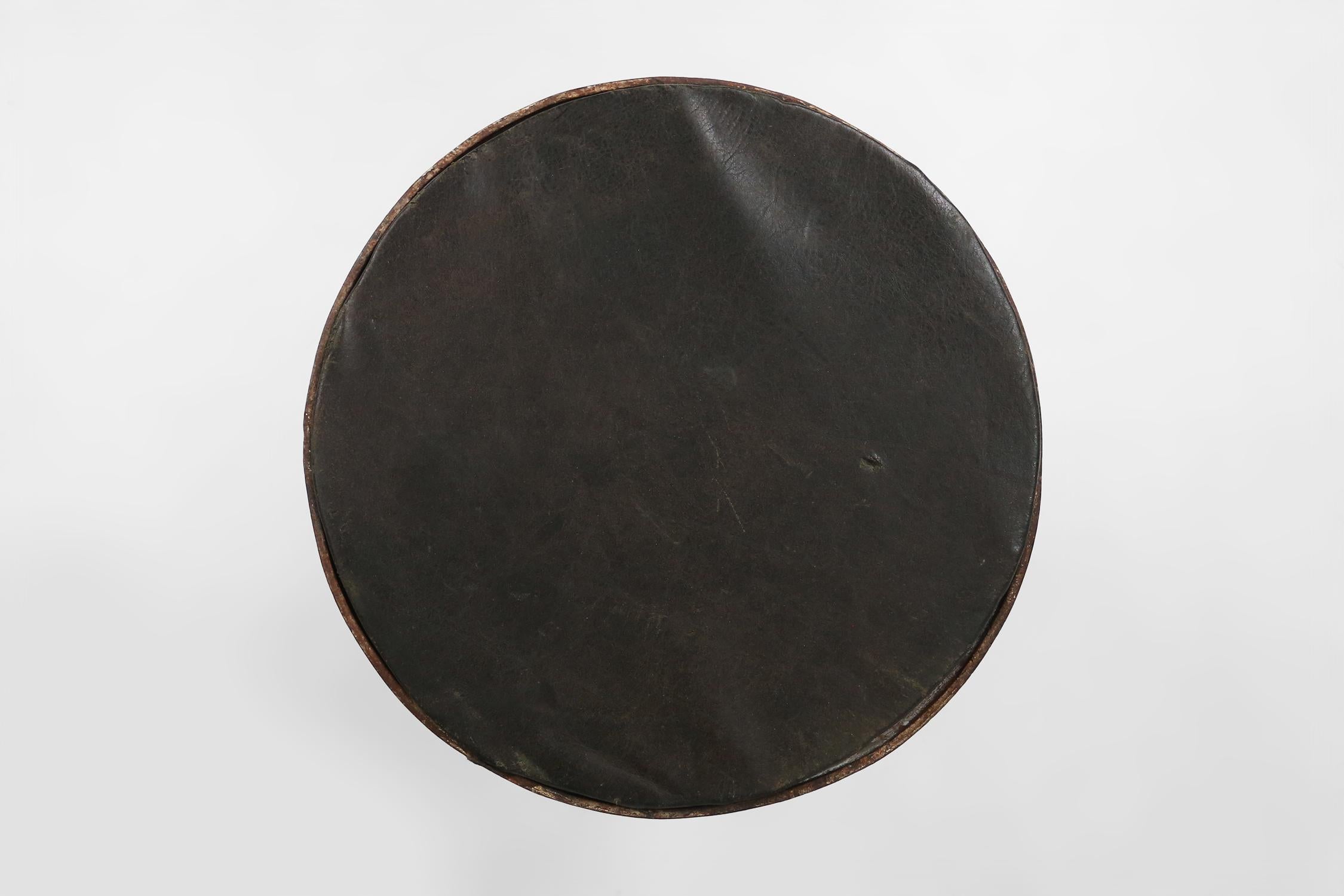 Industrial black metal stool with unique frame, France ca. 1920 For Sale 4