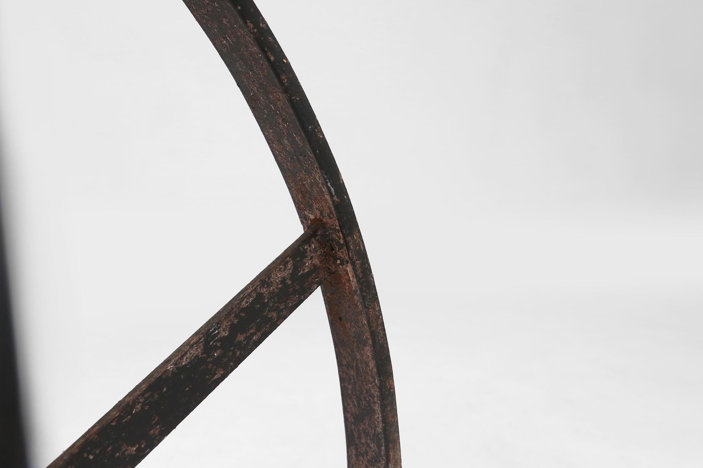 Industrial black metal stool with unique frame, France ca. 1920 For Sale 5