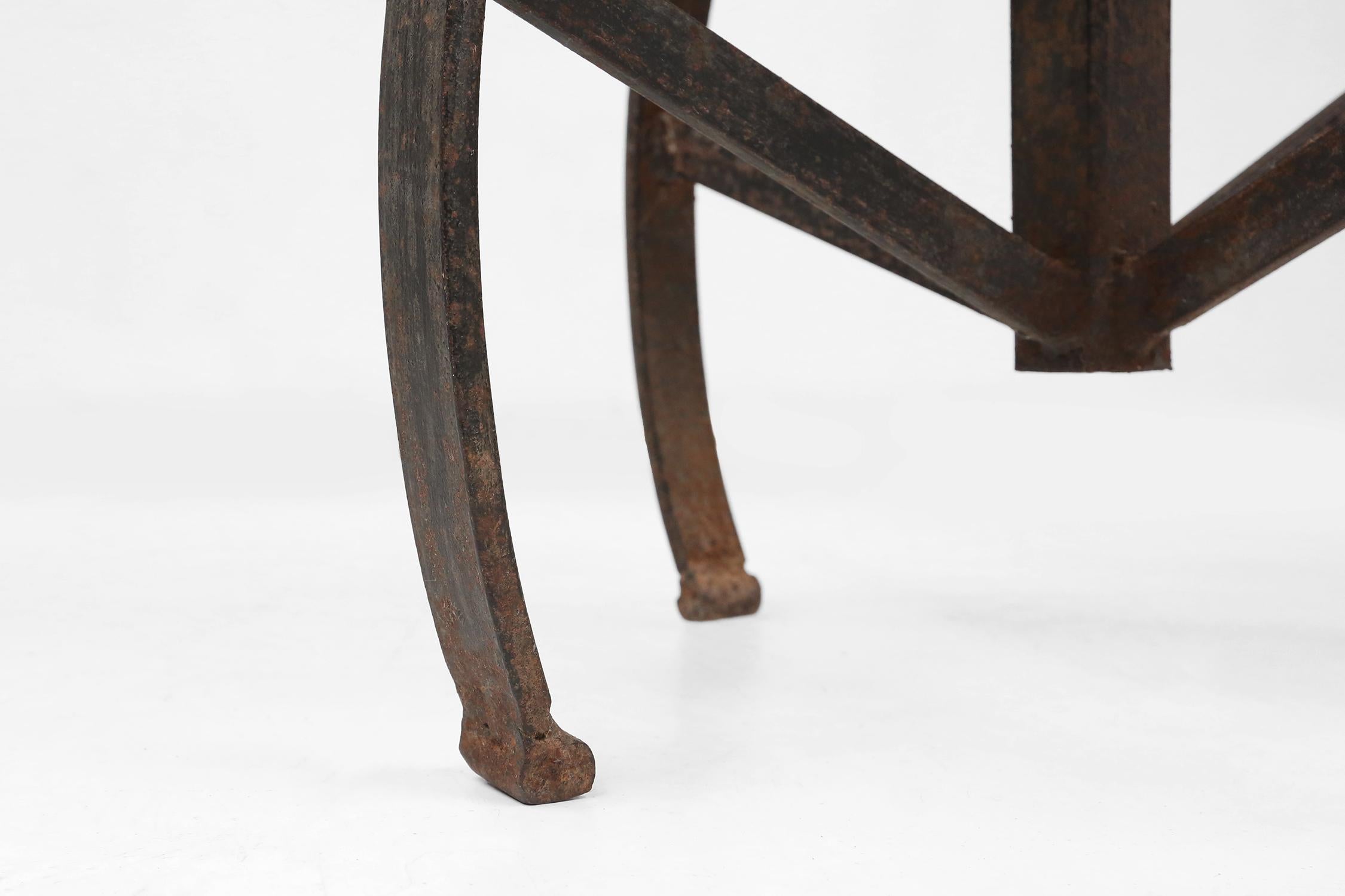 Industrial black metal stool with unique frame, France ca. 1920 For Sale 1