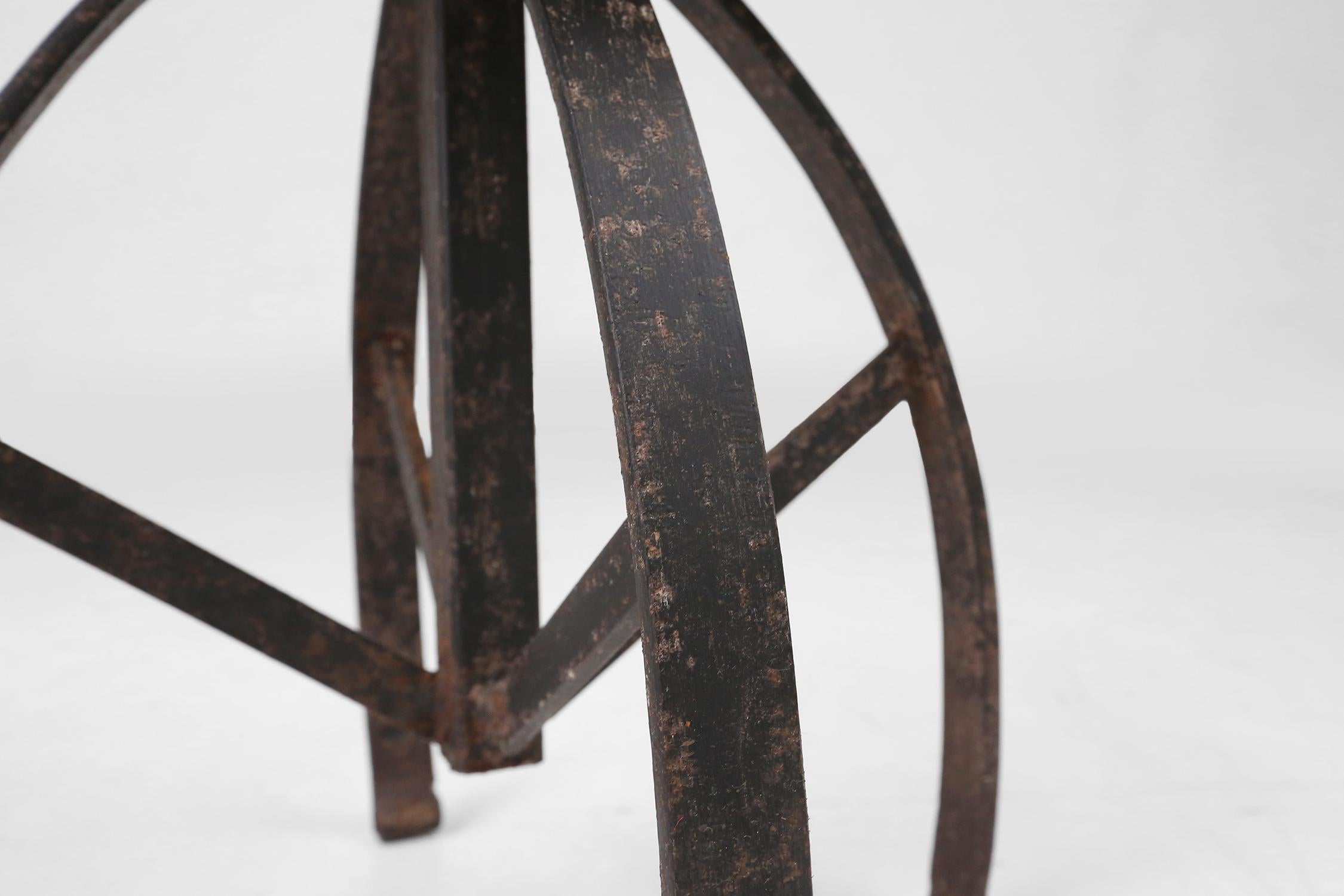 Industrial black metal stool with unique frame, France ca. 1920 For Sale 3