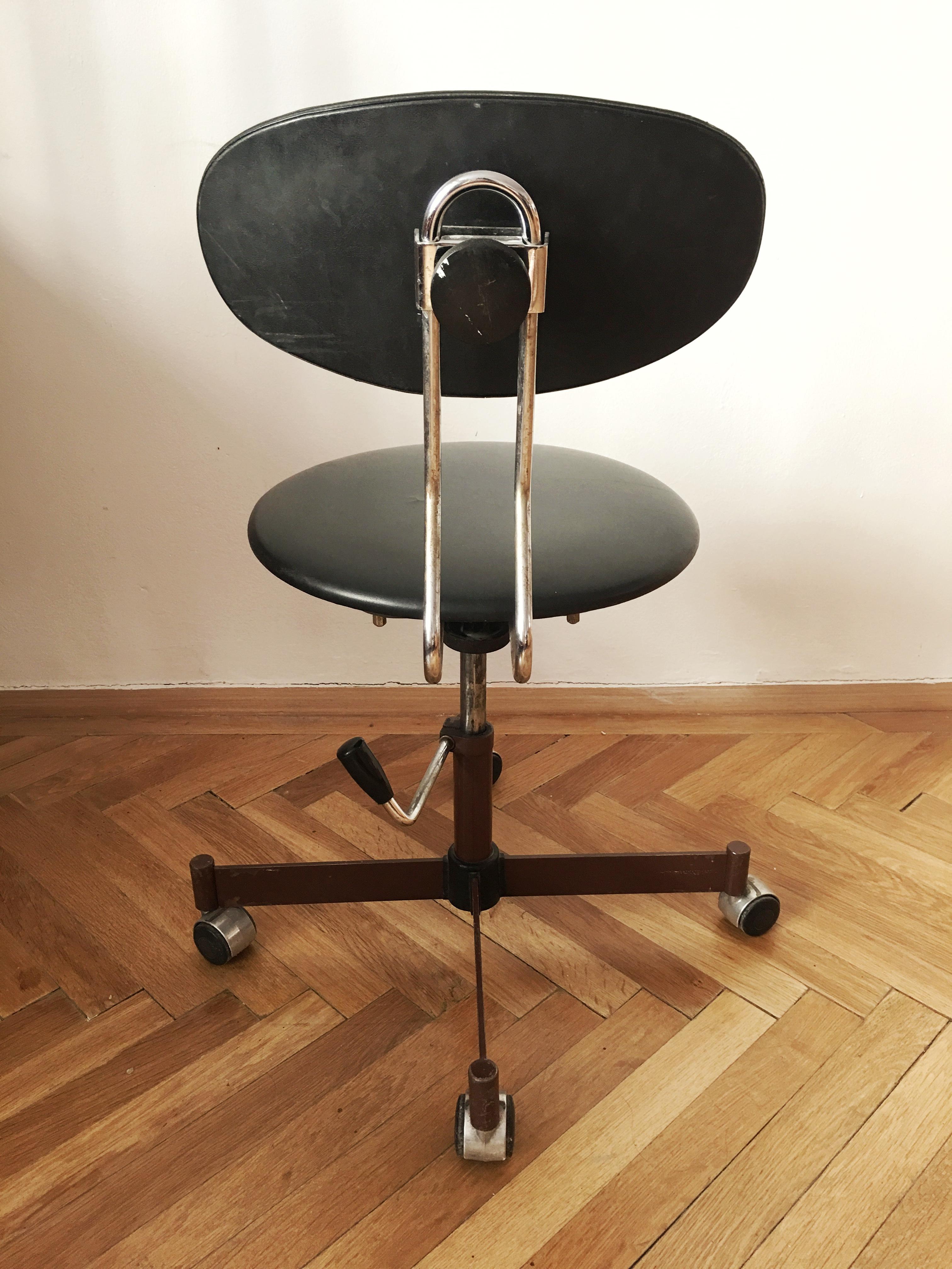 Late 20th Century Industrial Black Office Chair from Kovona, 1970s For Sale