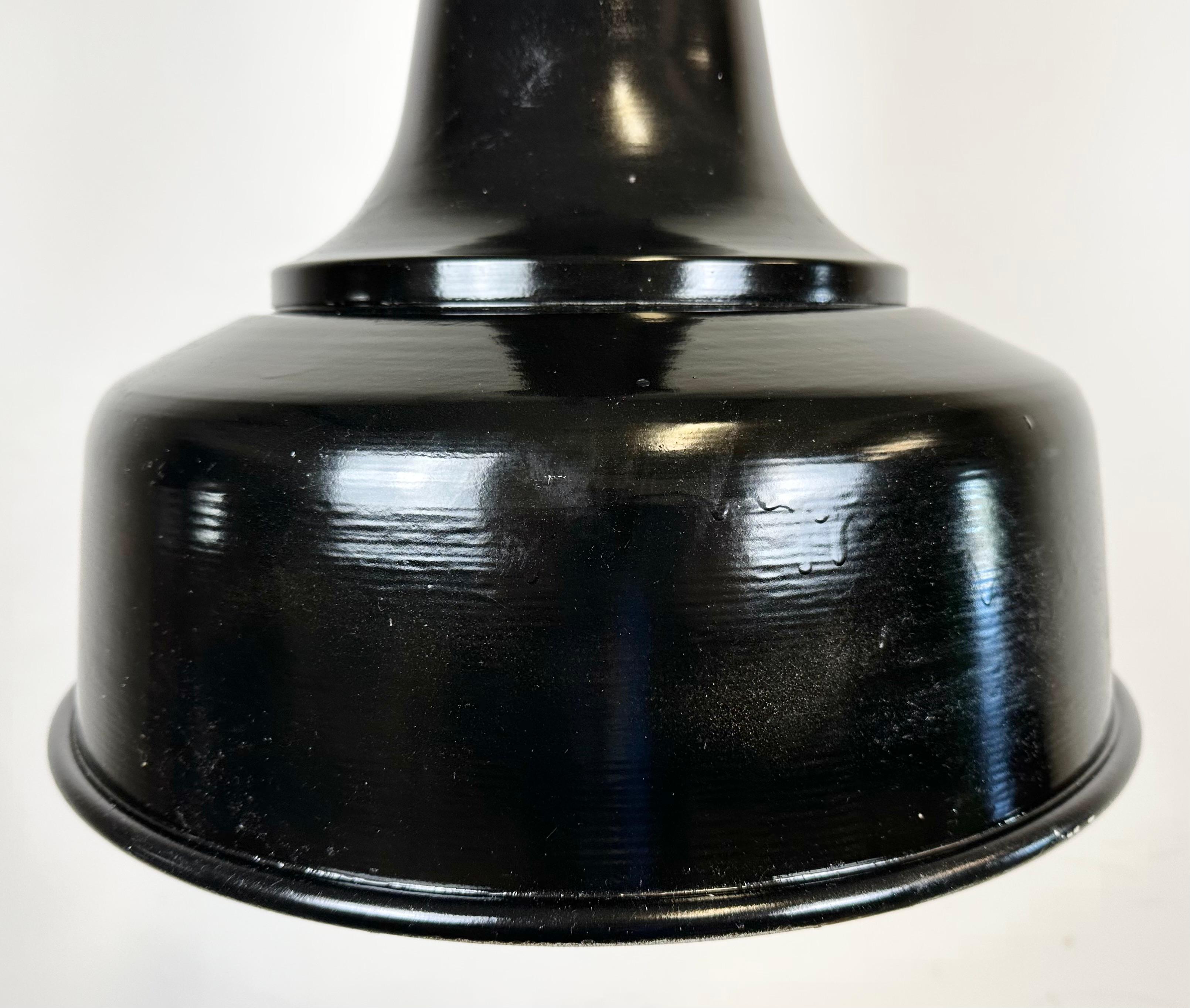 Late 20th Century Industrial Black Pendant Factory Lamp with Cast Iron Top, 1970s For Sale