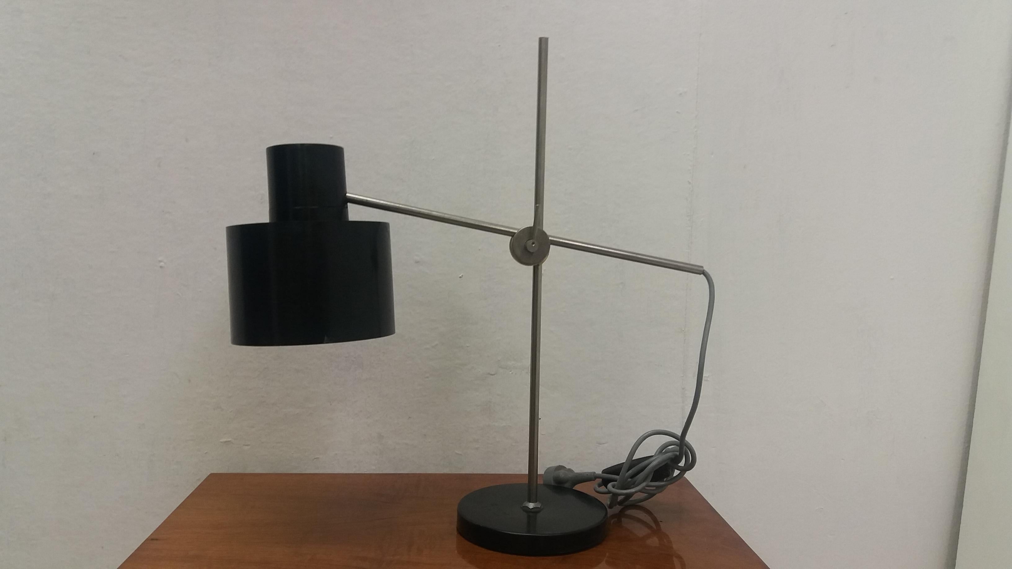 Czech Industrial Black Table Lamp, 1960s
