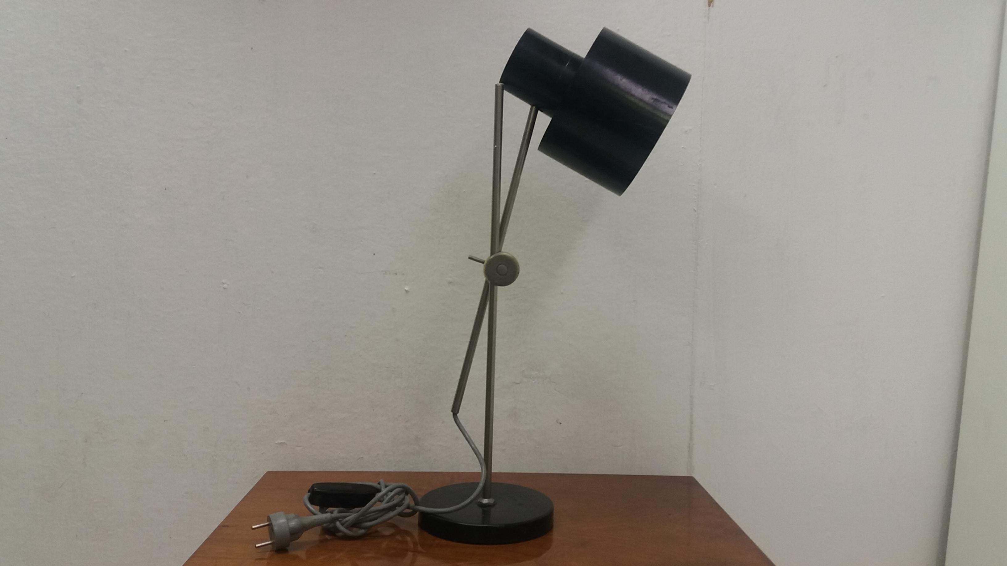 Industrial Black Table Lamp, 1960s In Good Condition In Praha, CZ