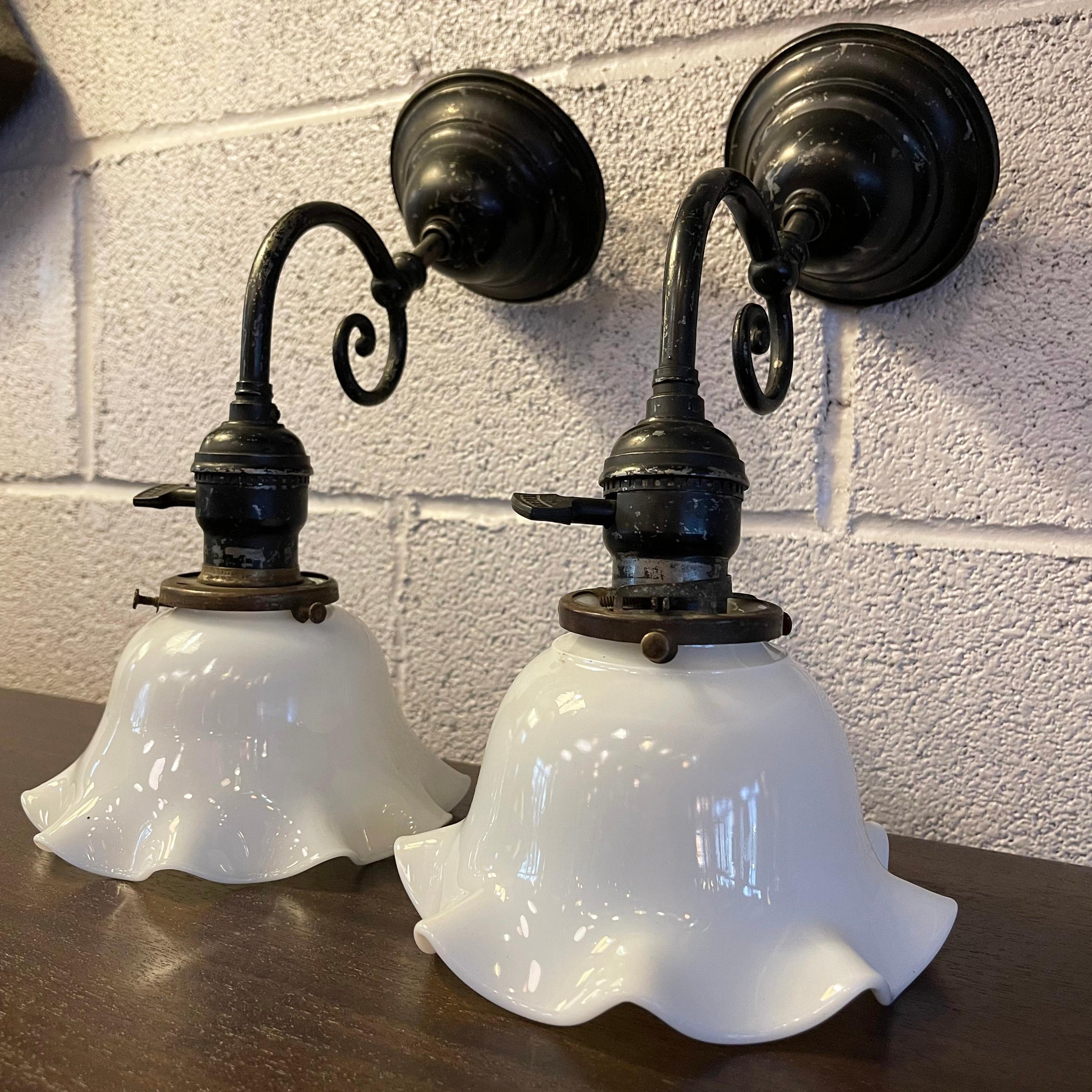 vintage milk glass wall sconce