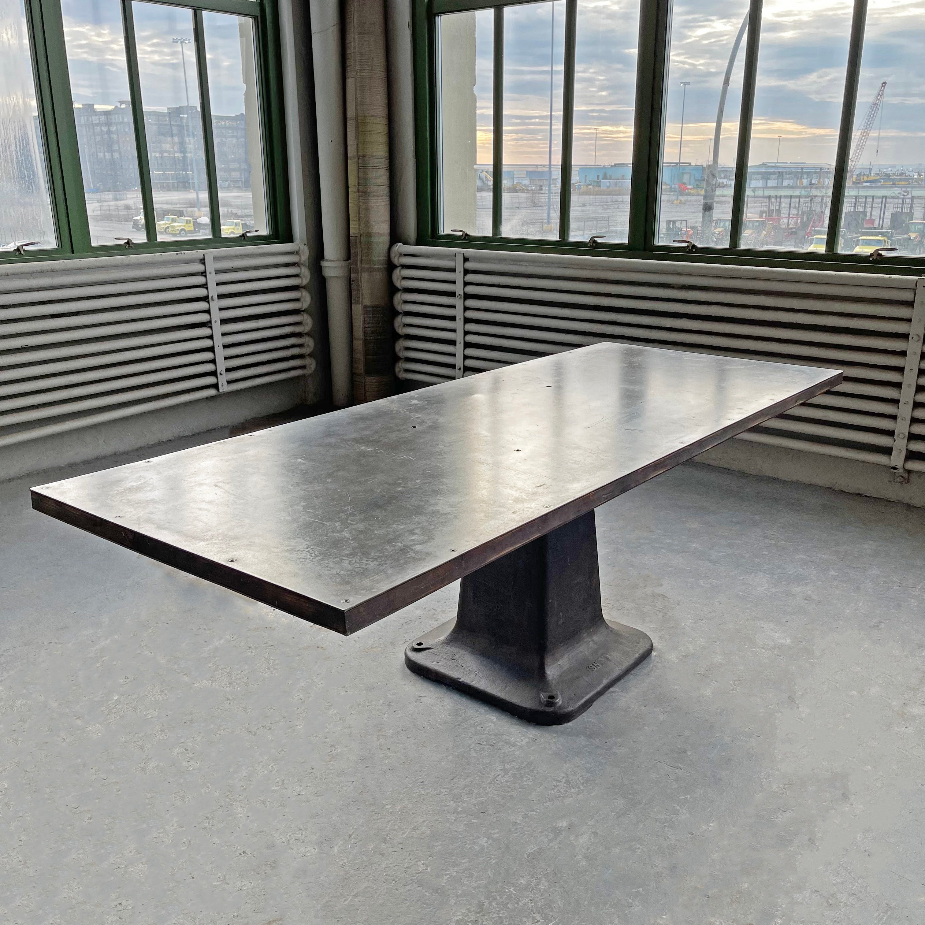 American Industrial Blackened Steel Pedestal Table