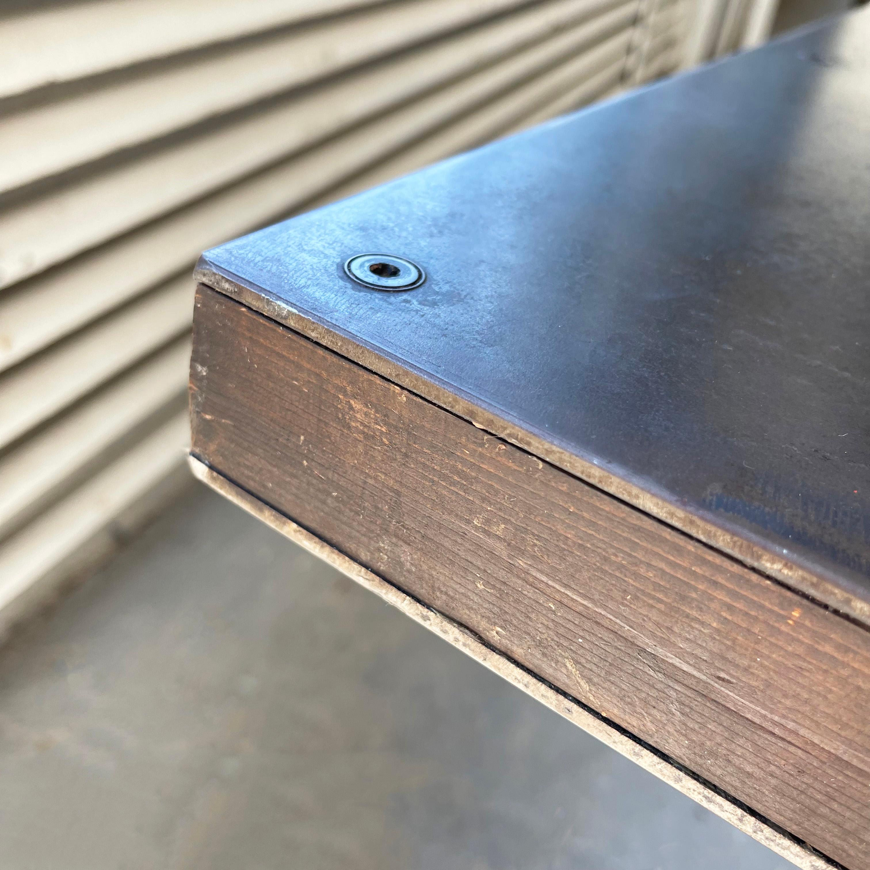 Industrial Blackened Steel Pedestal Table 2