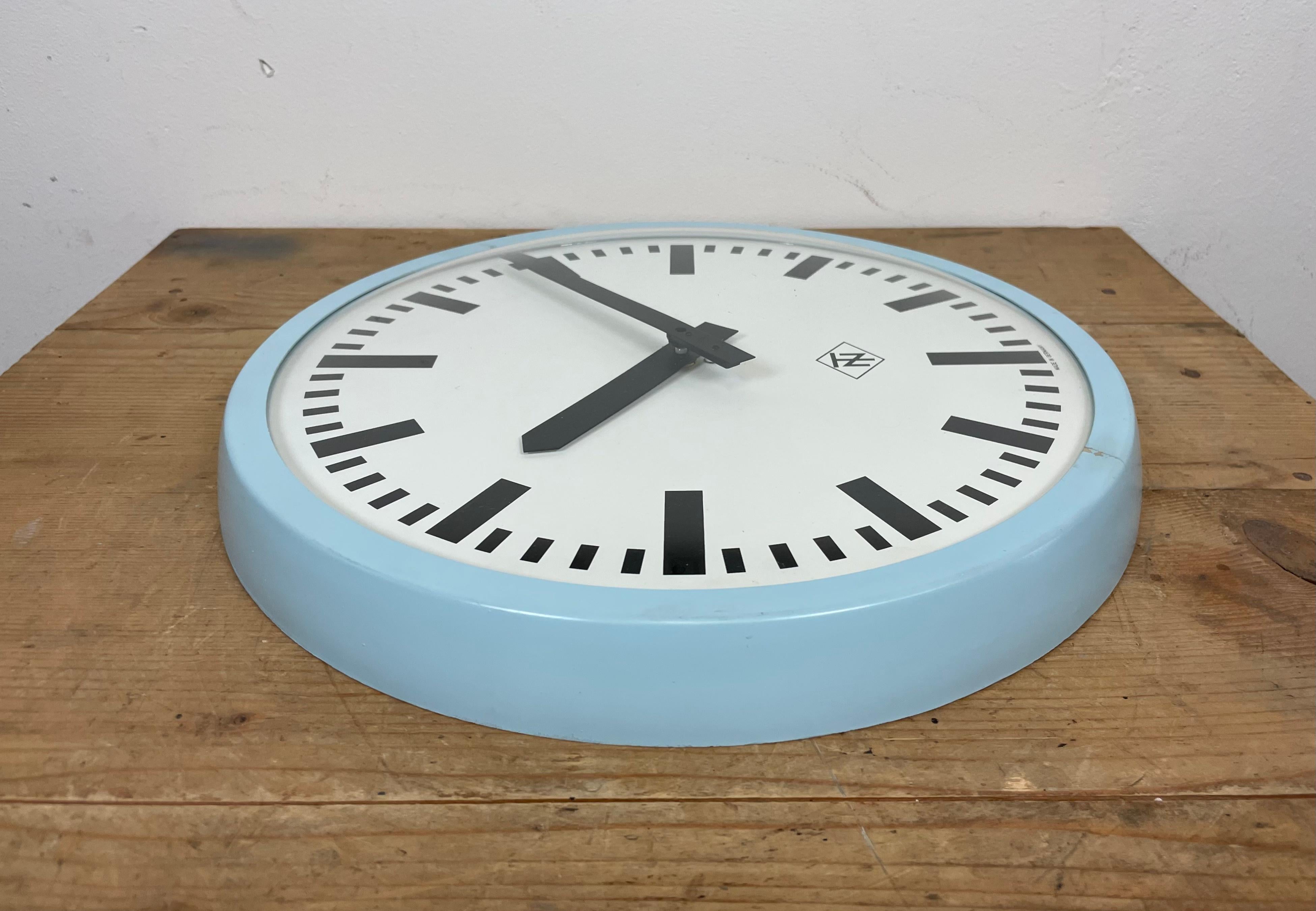 Industrial Blue Bakelite Wall Clock from TN, 1960s 6