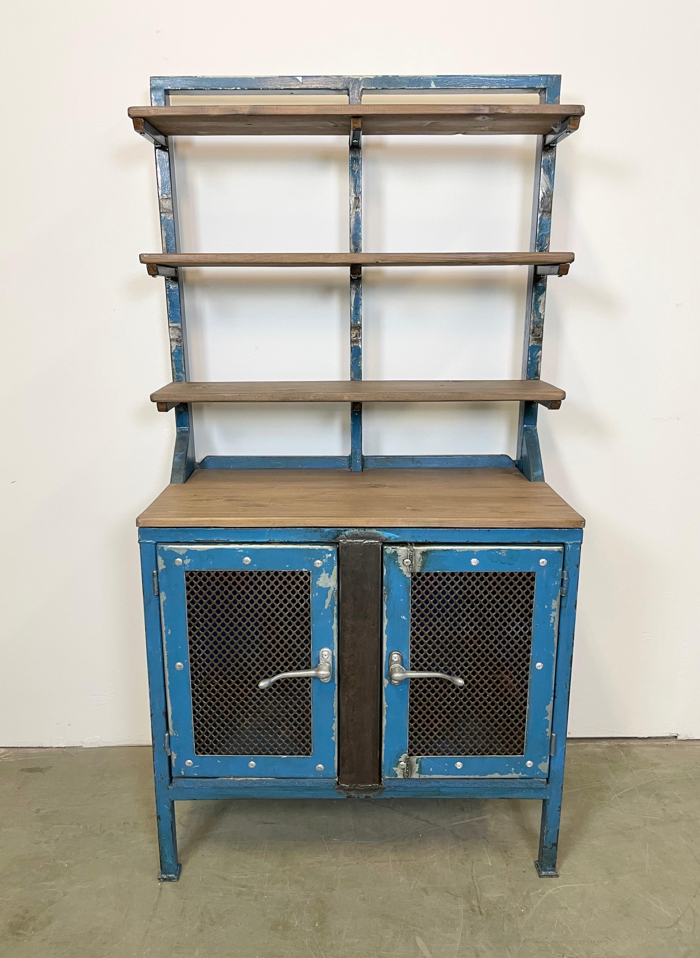 Industrial Blue Cabinet with Shelwes, 1960s In Good Condition For Sale In Kojetice, CZ