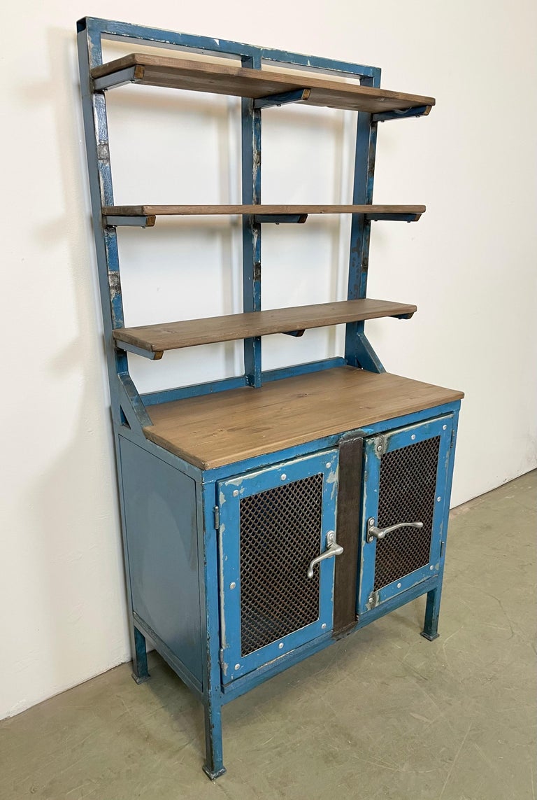 20th Century Industrial Blue Cabinet with Shelwes, 1960s For Sale