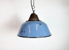 Industrial Blue Enamel and Cast Iron Pendant Lamp, 1960s
