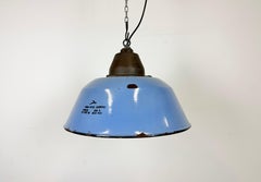 Industrial Blue Enamel and Cast Iron Pendant Light, 1960s