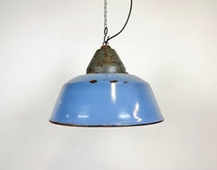Industrial Blue Enamel and Cast Iron Pendant Light, 1960s