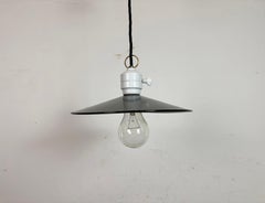 Industrial Blue Enamel Ceiling Light, 1950s