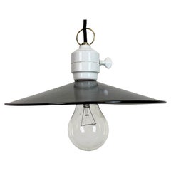 Industrial Blue Enamel Ceiling Light, 1950s