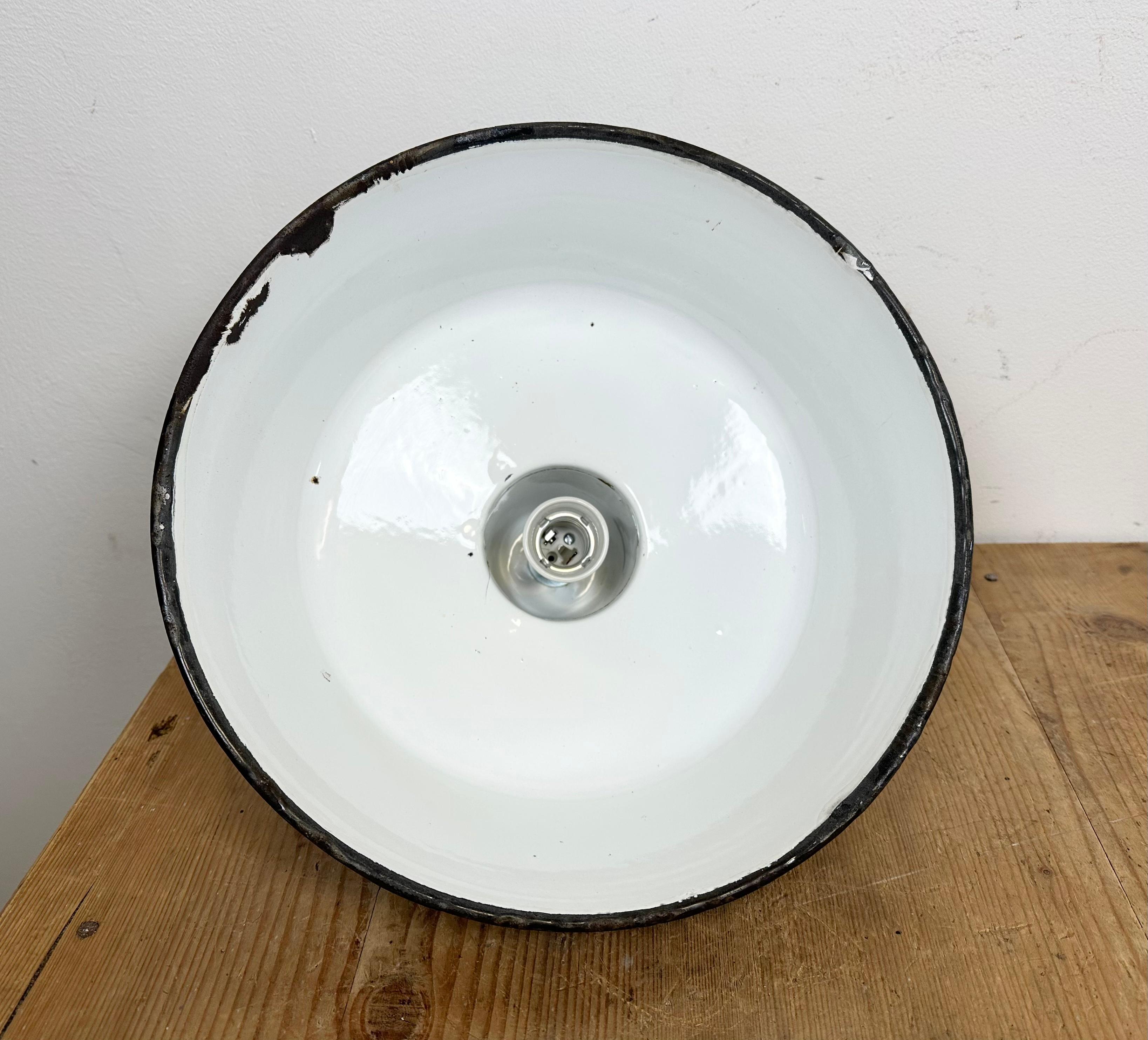 Industrial Blue Enamel Factory Pendant Lamp, 1960s 10