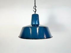 Industrial Blue Enamel Factory Pendant Lamp, 1960s