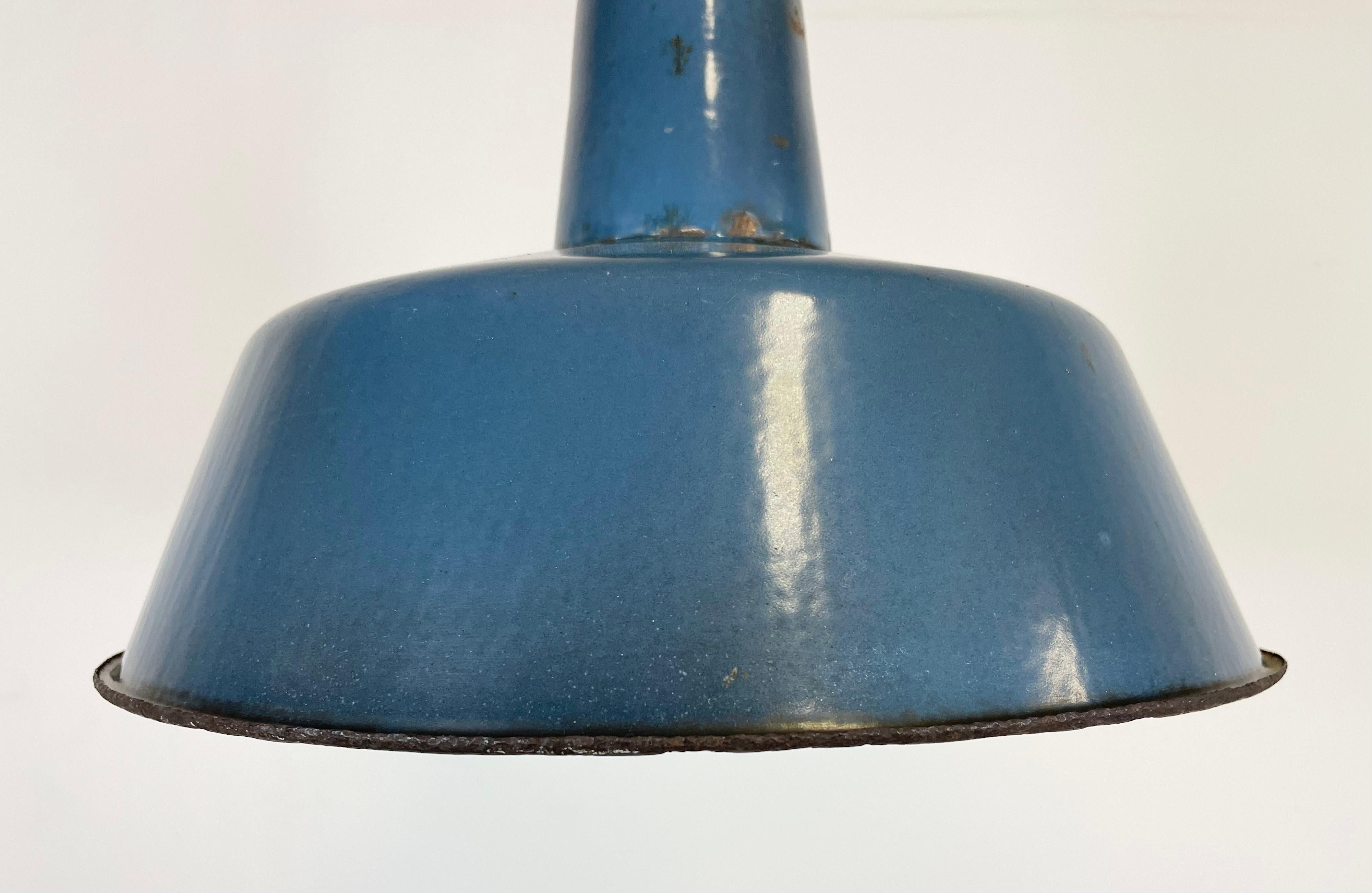 20th Century Industrial Blue Enamel Factory Pendant Lamp, 1960s