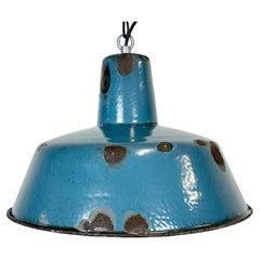 Industrial Blue Enamel Factory Pendant Lamp, 1960s