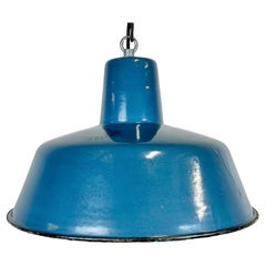 Industrial Blue Enamel Factory Pendant Lamp, 1960s