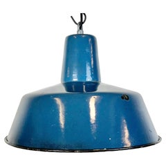 Industrial Blue Enamel Factory Pendant Lamp, 1960s