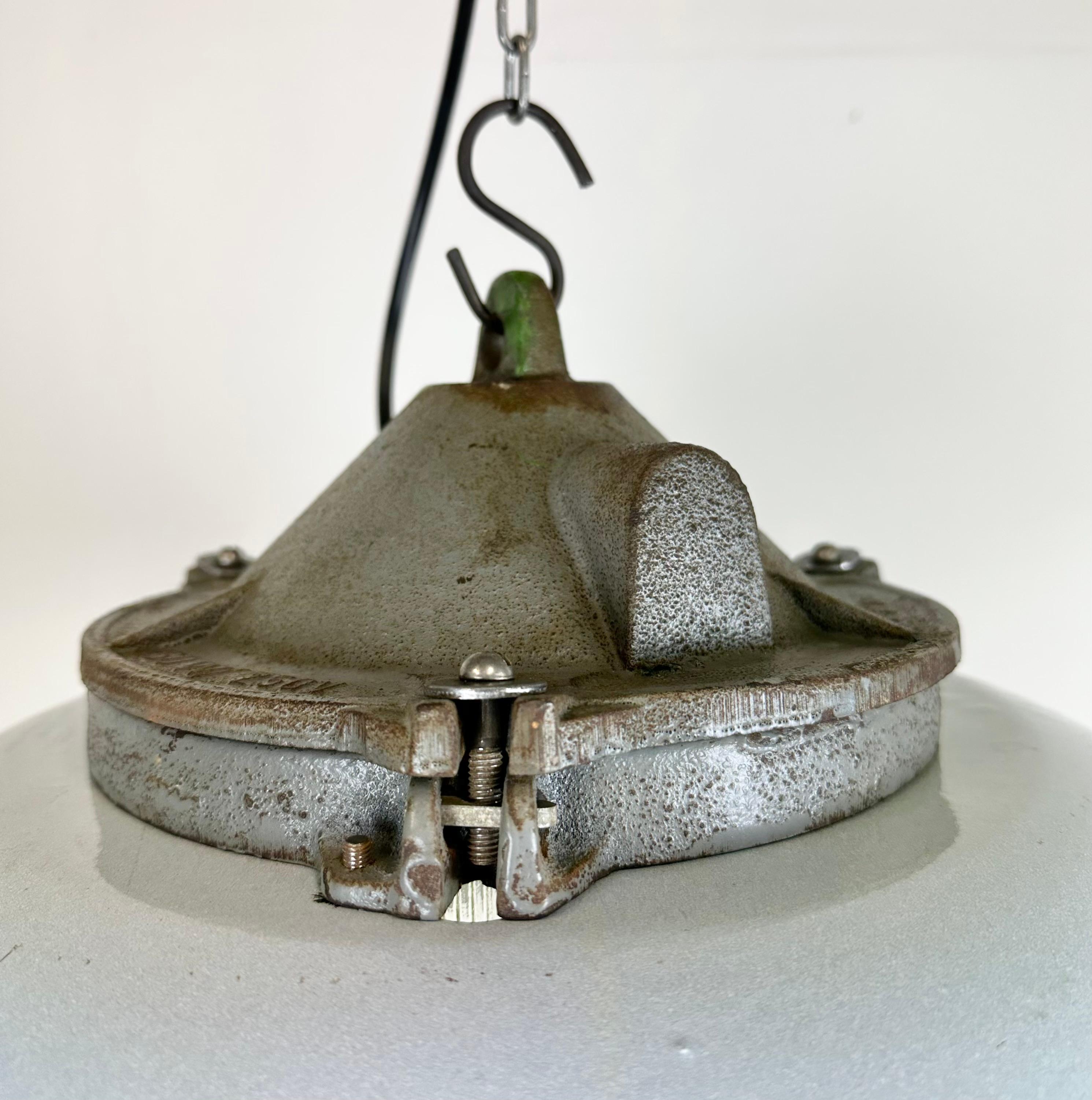 Industrial Blue Enamel Factory Pendant Lamp in Cast Iron from Zaos, 1960s For Sale 7