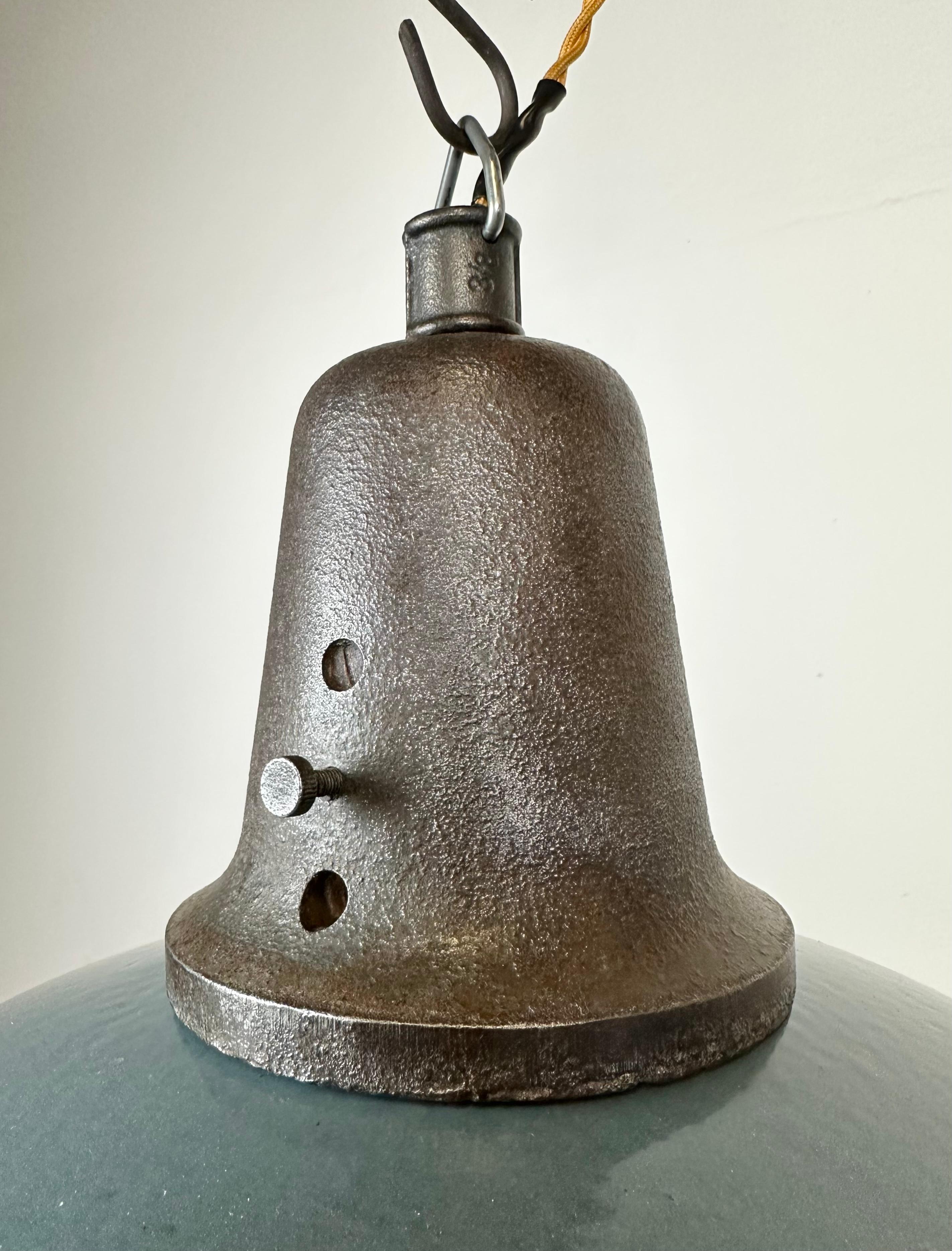 Industrial Blue Enamel Factory Pendant Lamp with Cast Iron Top, 1960s 1