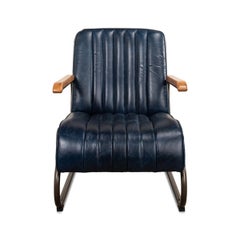 Industrial Blue Leather Armchair