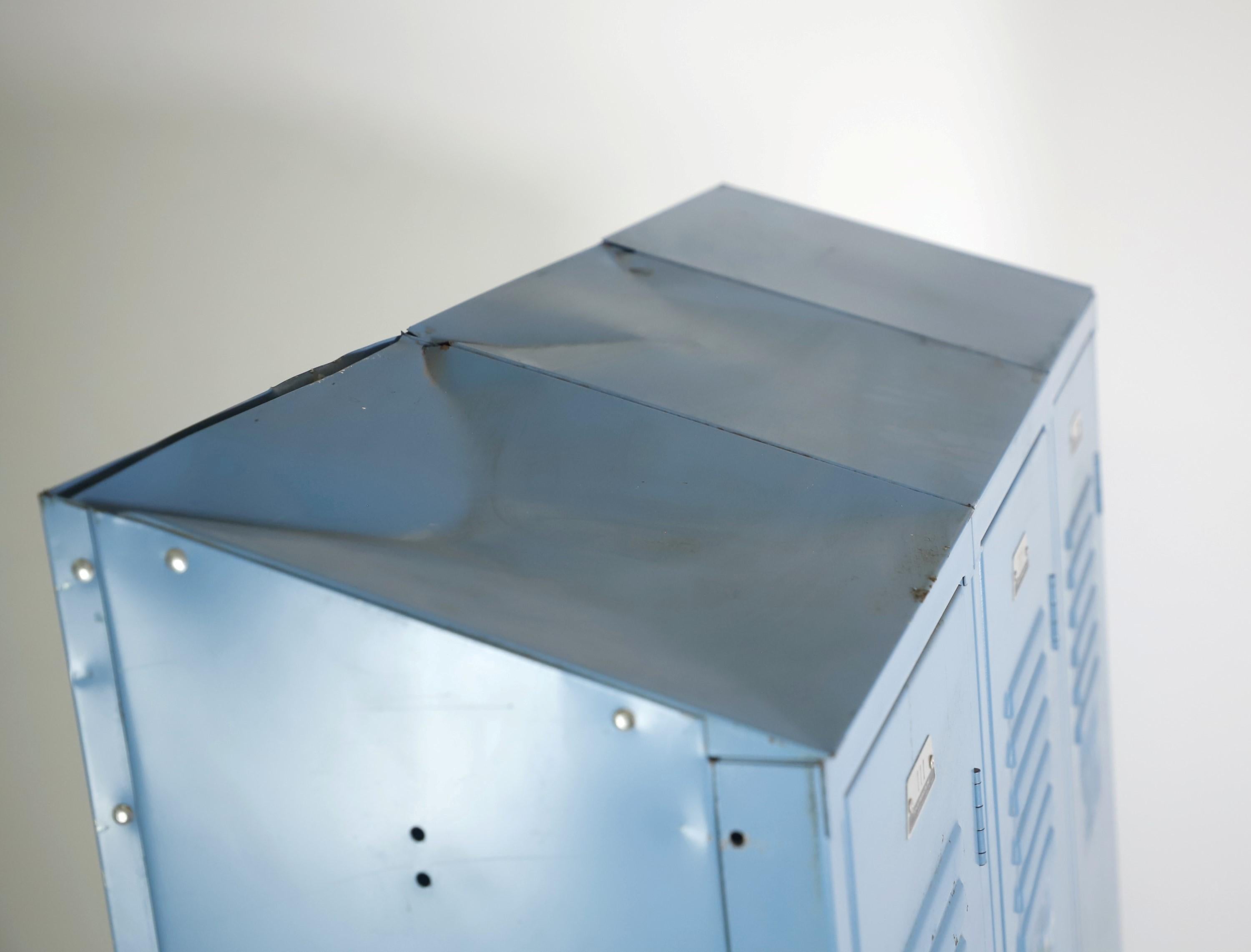 Industrial Blue Steel Penco Single Tier 3 Person Metal Locker 7