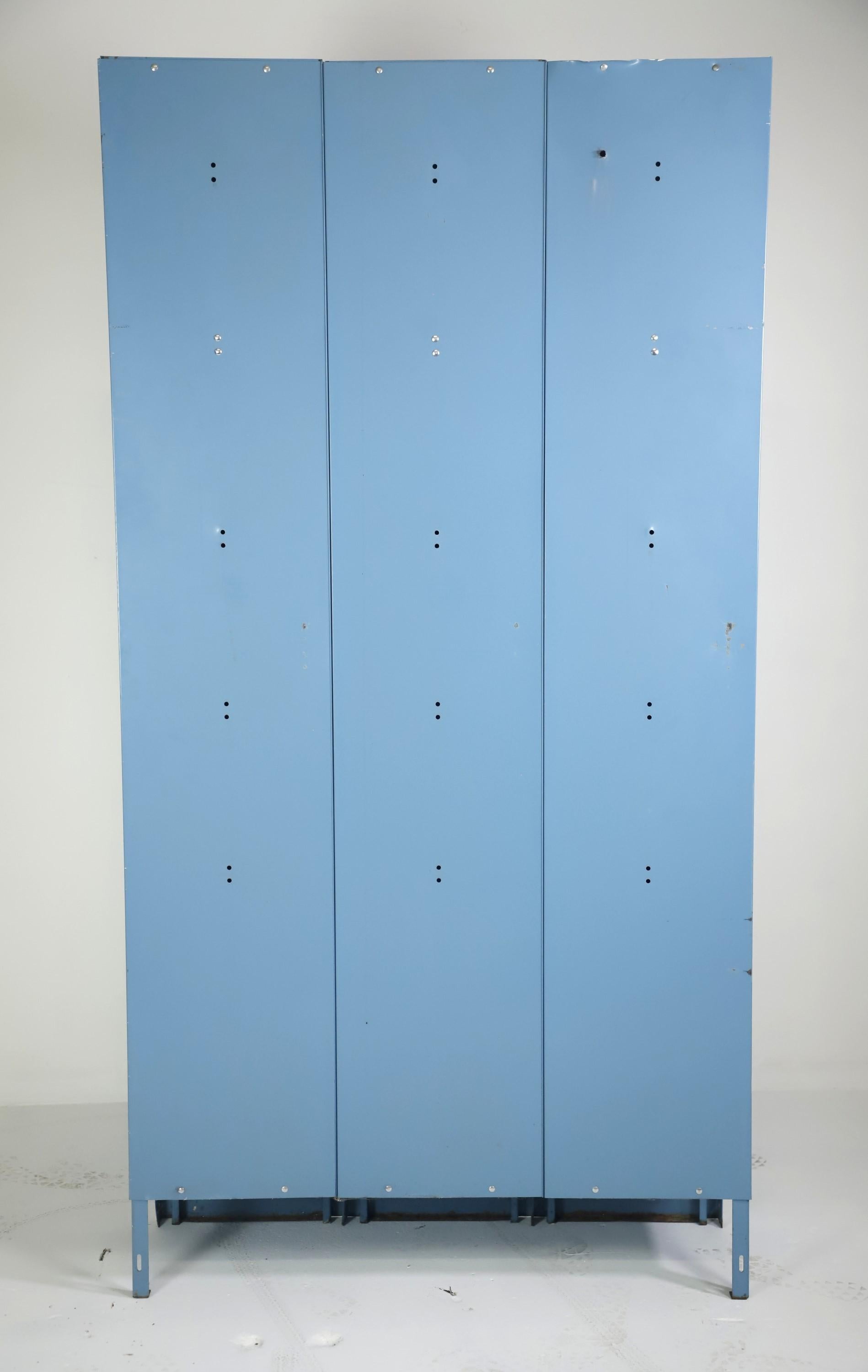 Industrial Blue Steel Penco Single Tier 3 Person Metal Locker 8