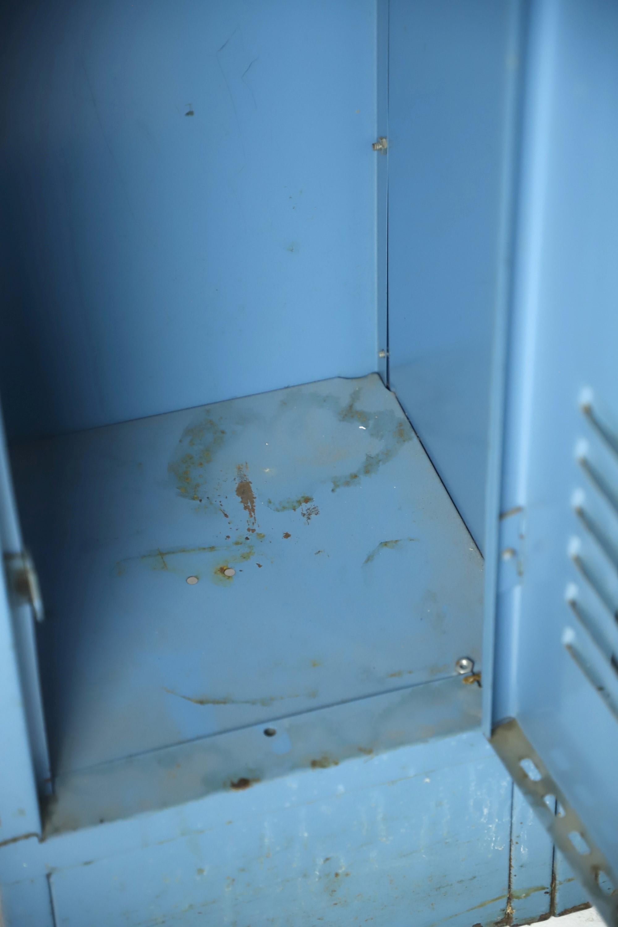 American Industrial Blue Steel Penco Single Tier 3 Person Metal Locker