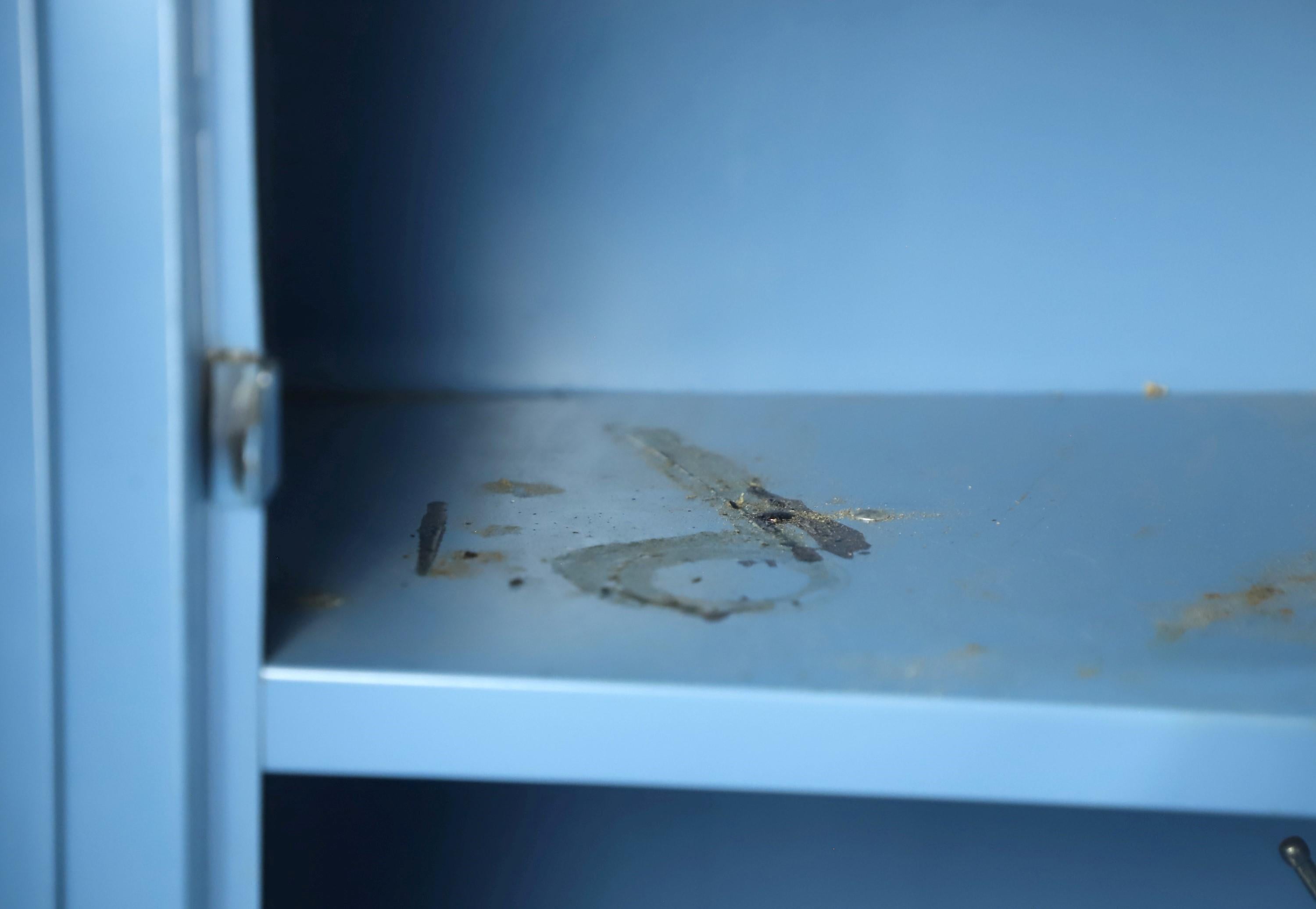 Industrial Blue Steel Penco Single Tier 3 Person Metal Locker 1