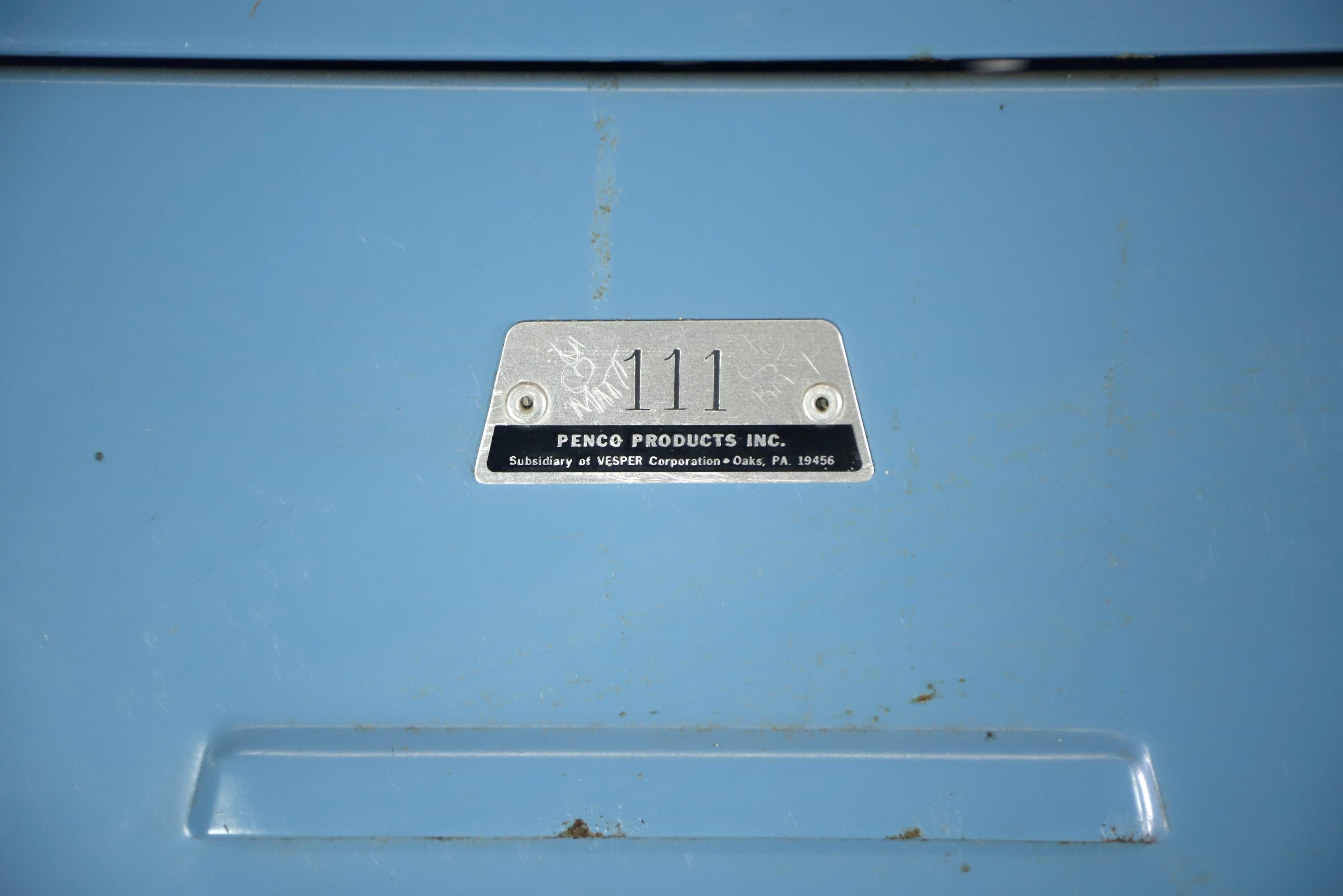 Industrial Blue Steel Penco Single Tier 3 Person Metal Locker 2