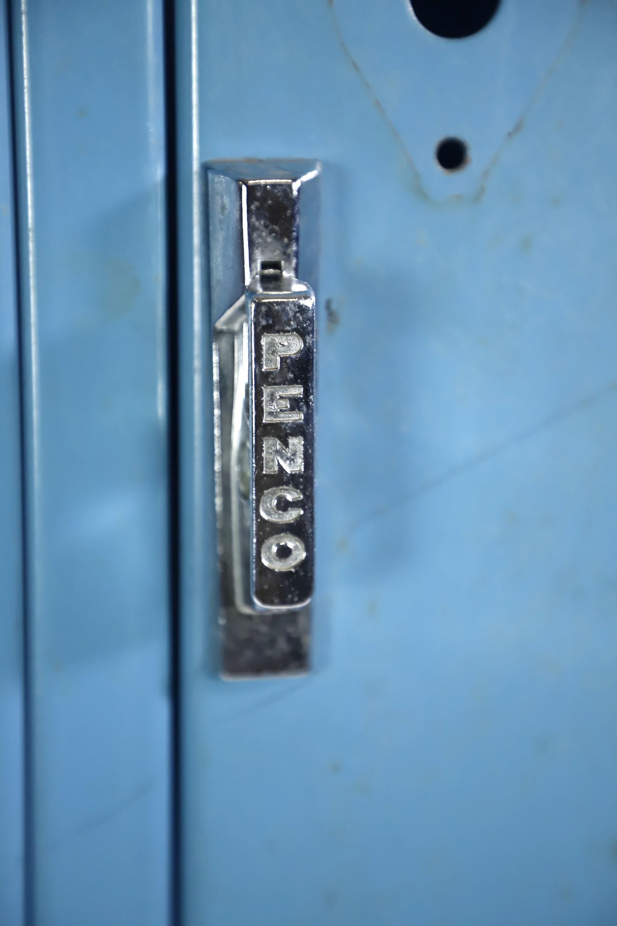 Industrial Blue Steel Penco Single Tier 3 Person Metal Locker 3