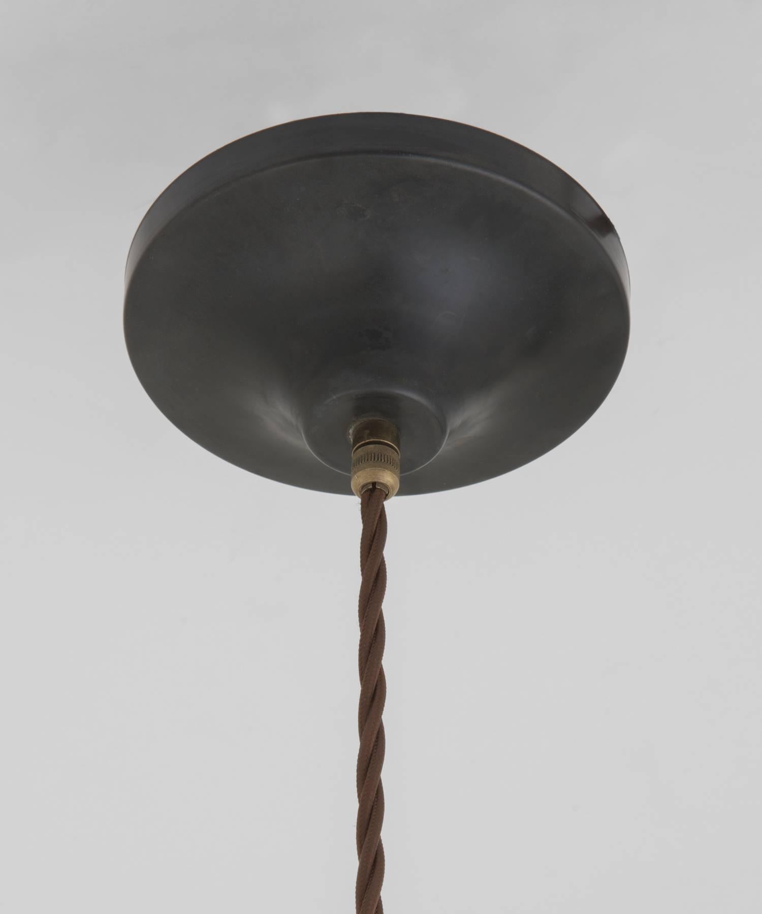 Industrial Glass & Brass Gas Lamp Pendant, Italy, 21st century In Excellent Condition For Sale In Culver City, CA