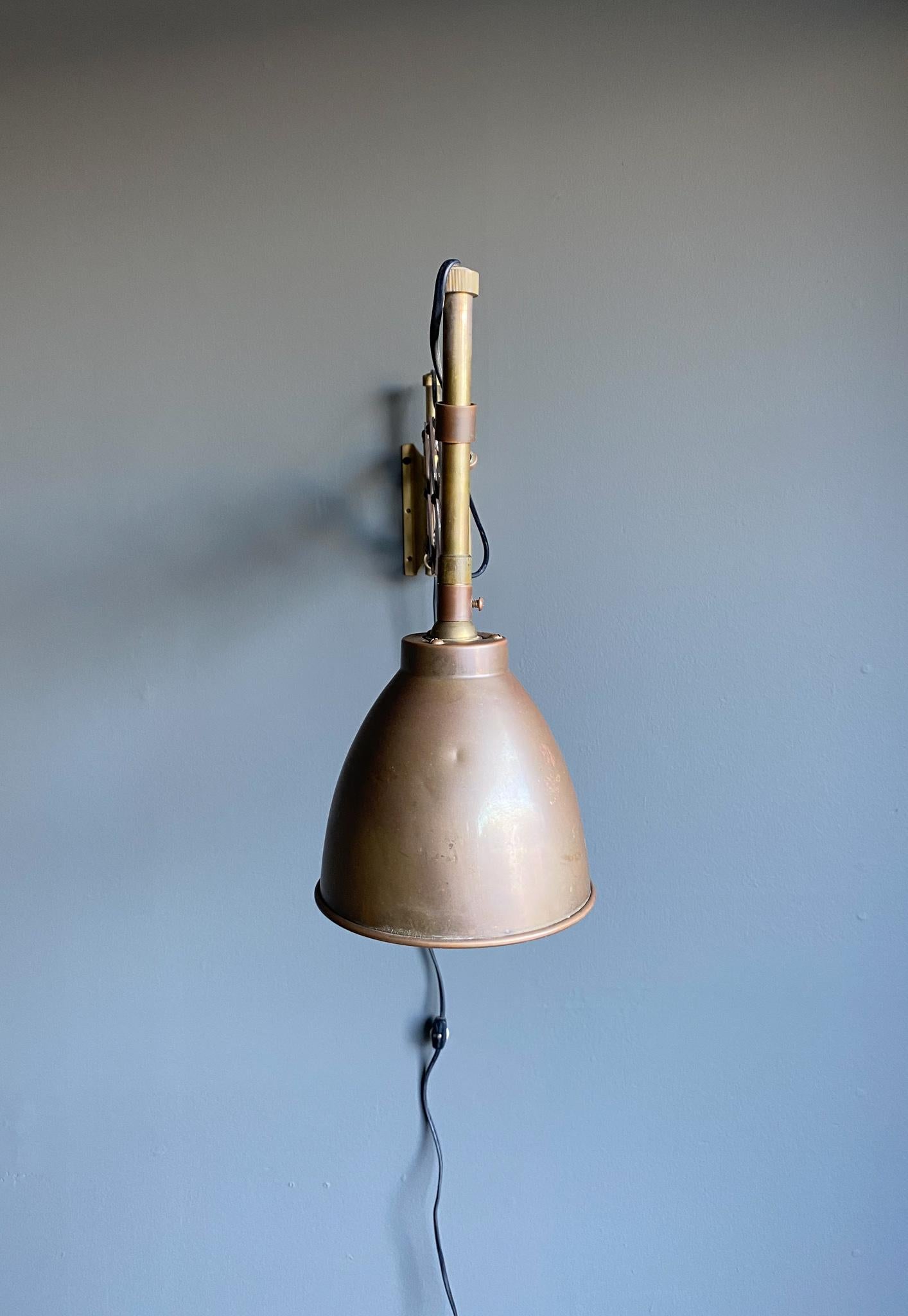 Industrial Brass Scissor Wall Lamp, 1950's For Sale 15