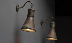 Applique industriali in ottone, Inghilterra, circa 1970