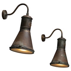 Applique industriali in ottone, Inghilterra, circa 1970