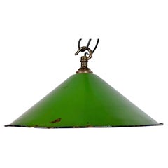 Industrial British Green Enamel Factory Pendant Lamp, 1950s