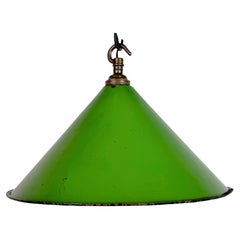 Industrial British Green Enamel Factory Pendant Lamp, 1950s