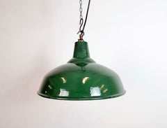 Industrial British Green Enamel Factory Pendant Lamp, 1960s