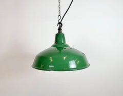 Industrial British Green Enamel Factory Pendant Lamp, 1960s