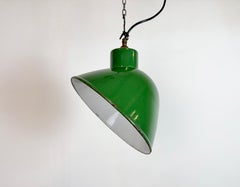 Industrial British Green Enamel Factory Pendant Lamp, 1960s