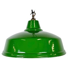 Industrial British Green Enamel Factory Pendant Lamp, 1960s